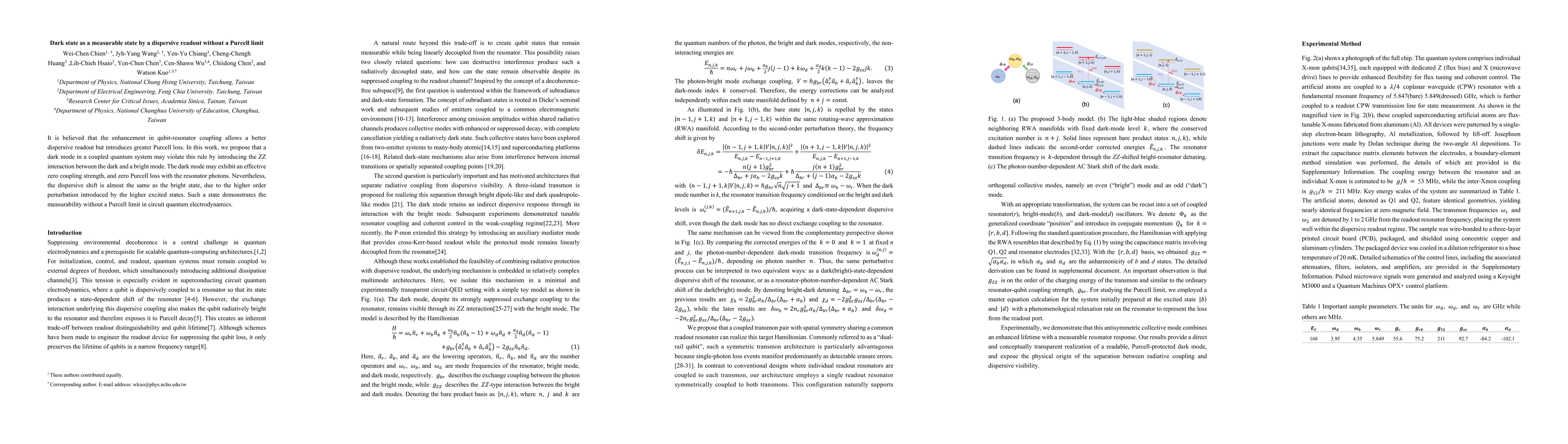 Thumbnail for Dark state as a measurable state by a dispersive readout without a Purcell limit