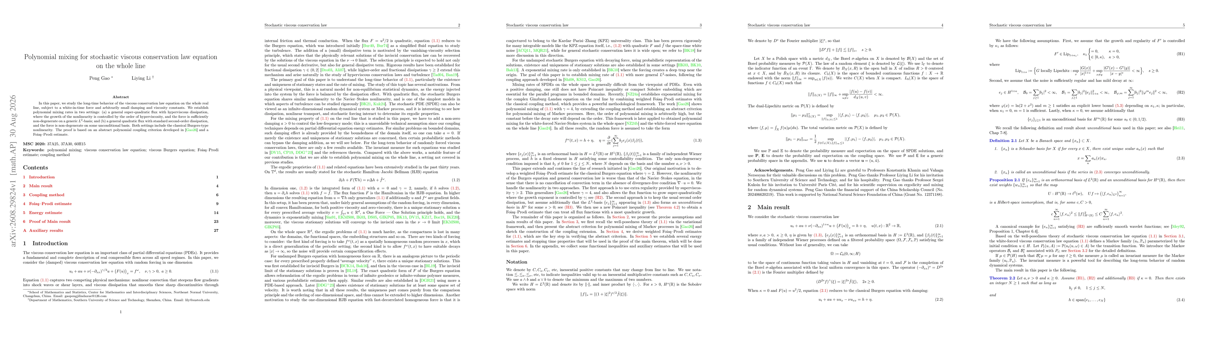 Thumbnail for Polynomial mixing for stochastic viscous conservation law equation on the whole line