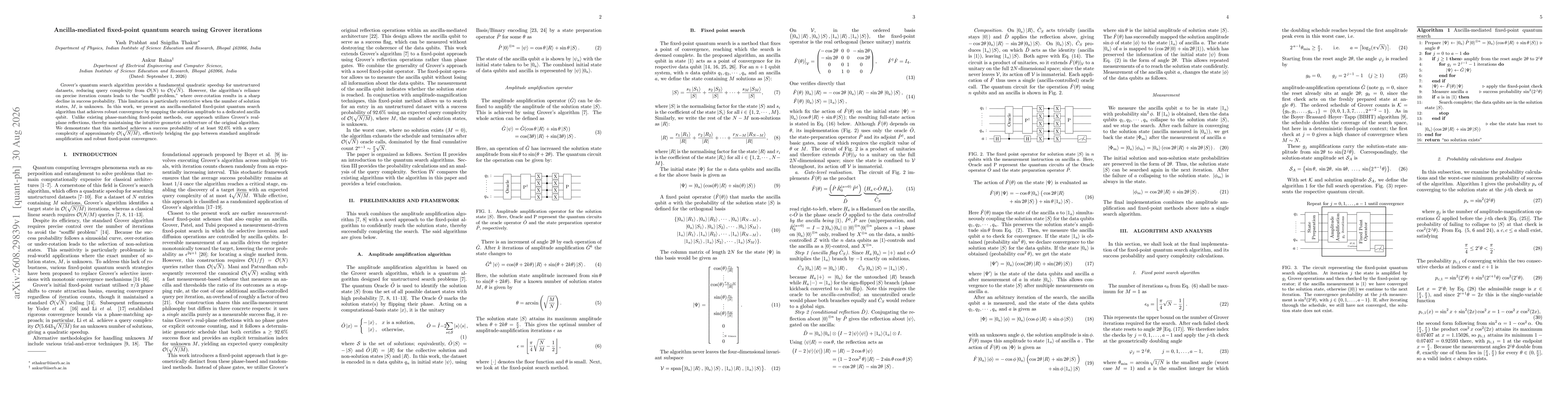 Thumbnail for Ancilla-mediated fixed-point quantum search using Grover iterations