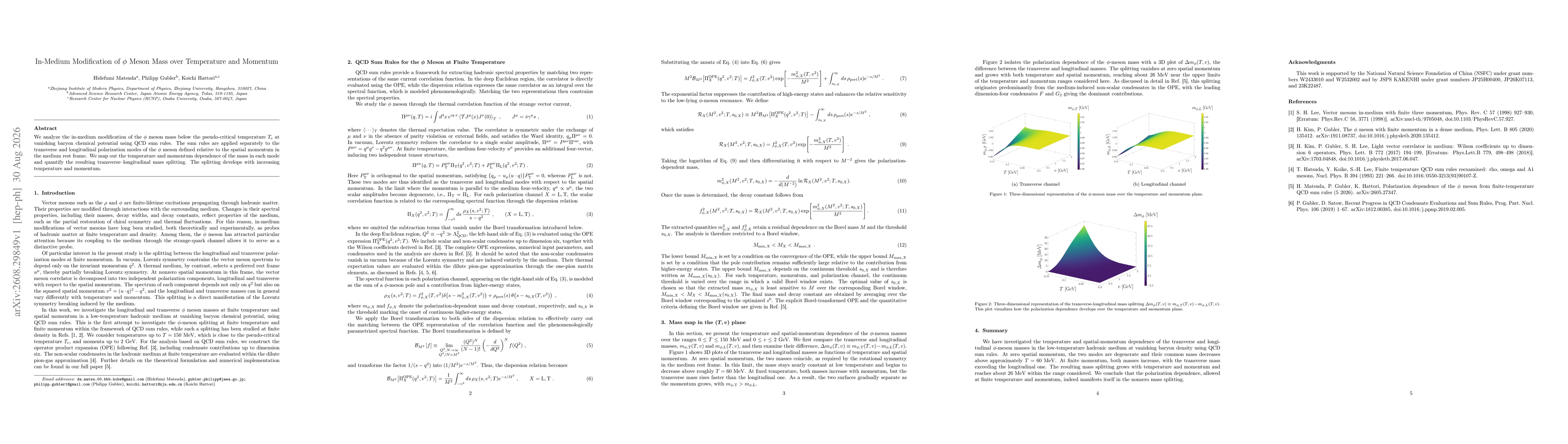 Thumbnail for In-Medium Modification of $φ$ Meson Mass over Temperature and Momentum