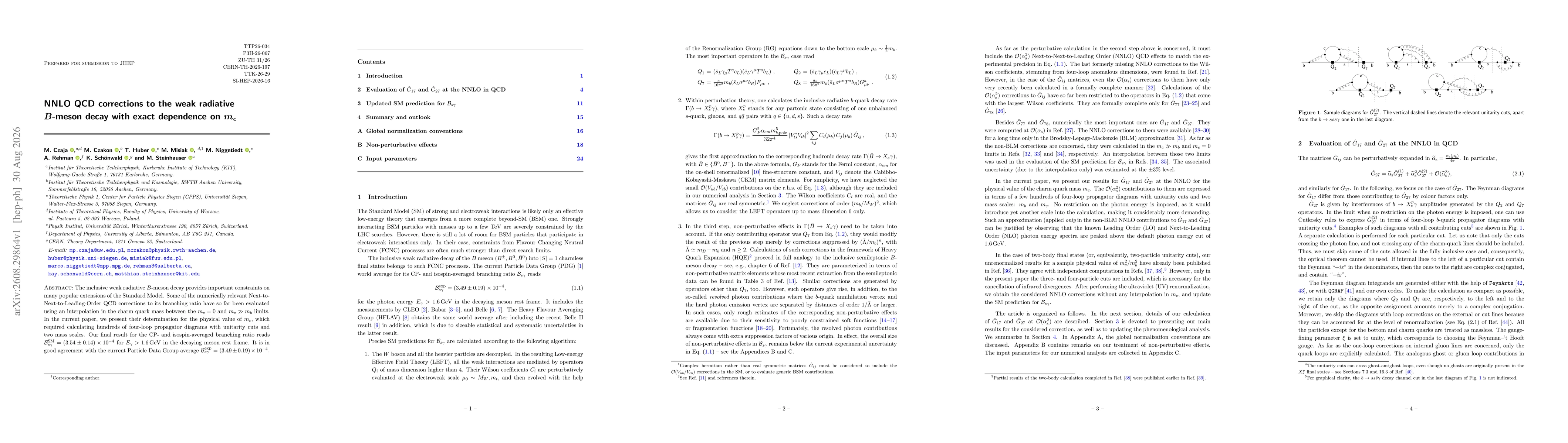 Thumbnail for NNLO QCD corrections to the weak radiative $B$-meson decay with exact dependence on $m_c$