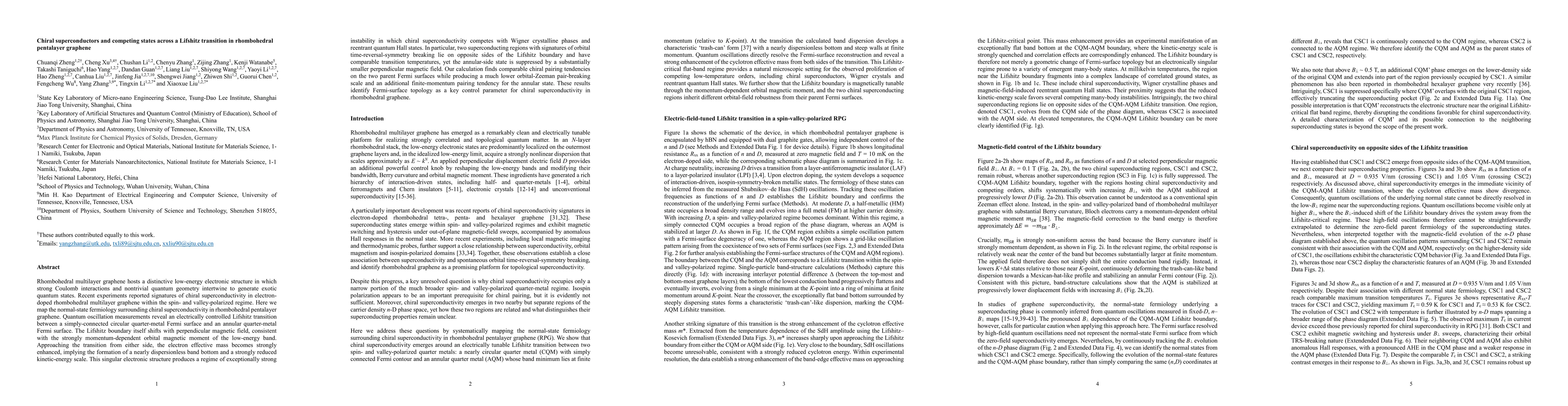 Thumbnail for Chiral superconductors and competing states across a Lifshitz transition in rhombohedral pentalayer graphene