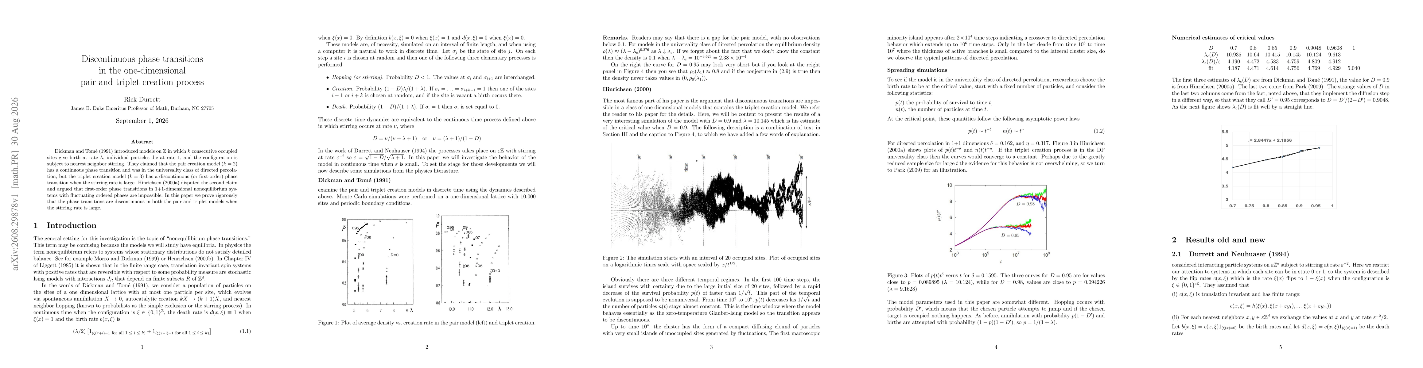 Thumbnail for Discontinuous phase transitions in the one-dimensional pair and triplet creation processes