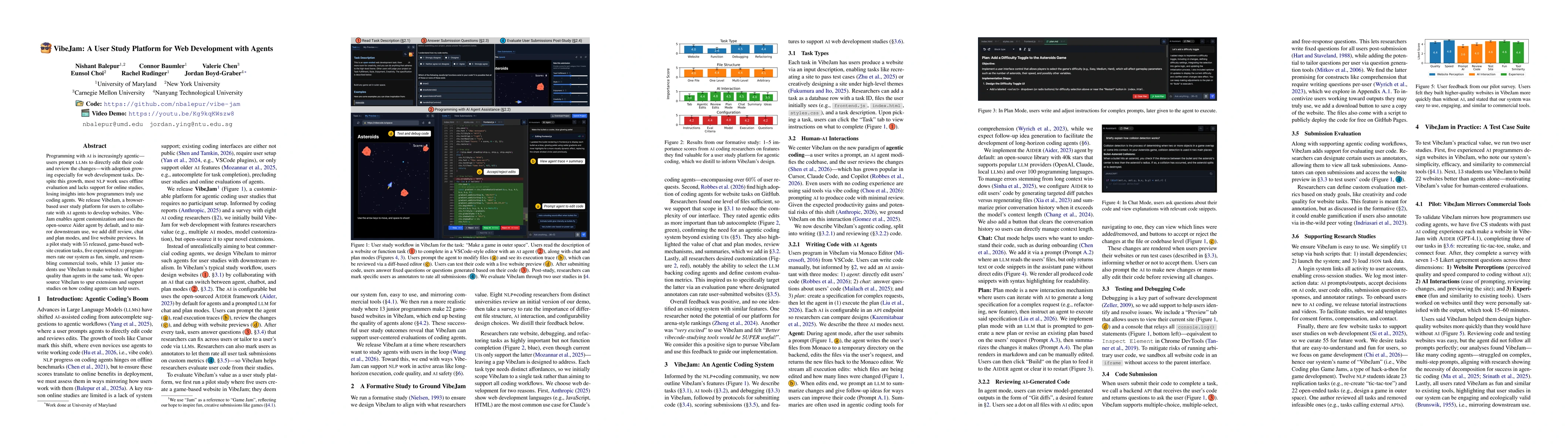 Thumbnail for VibeJam: A User Study Platform for Web Development with Agents