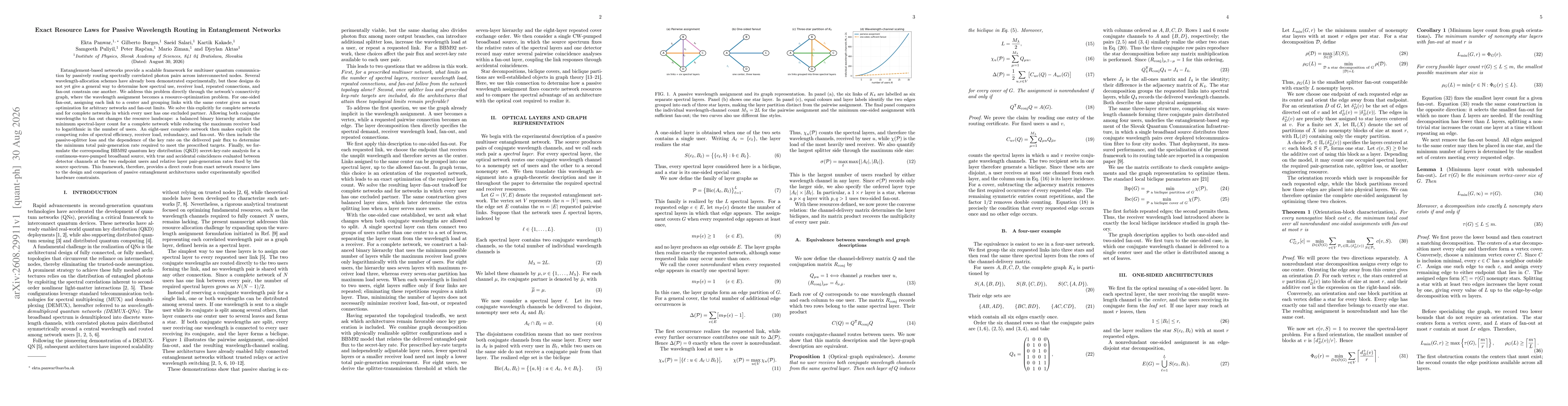 Thumbnail for Exact Resource Laws for Passive Wavelength Routing in Entanglement Networks