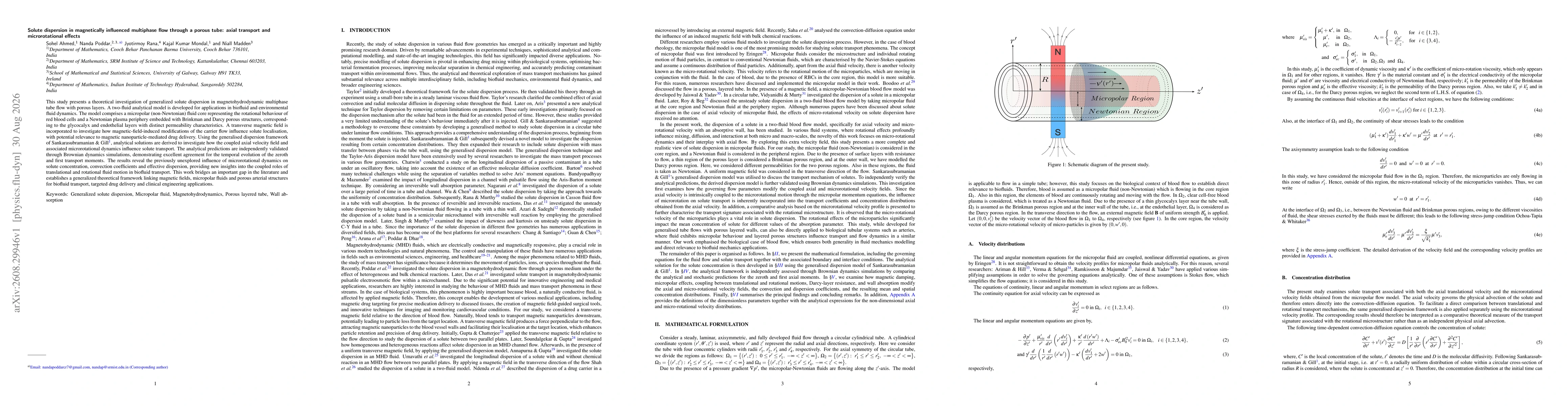 Thumbnail for Solute dispersion in magnetically influenced multiphase flow through a porous tube: axial transport and microrotational effects