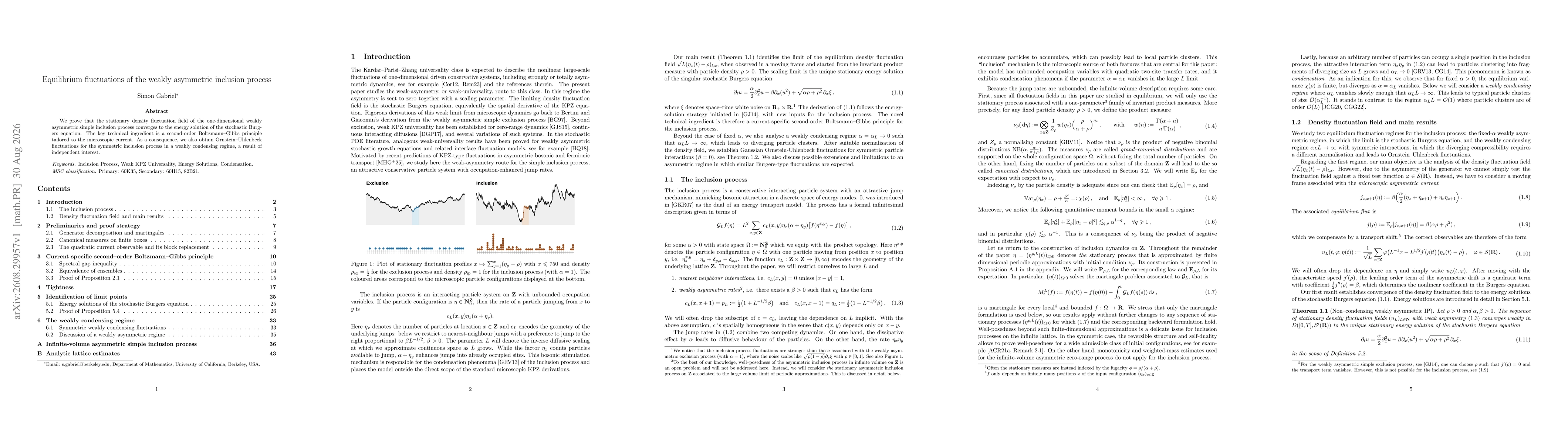 Thumbnail for Equilibrium fluctuations of the weakly asymmetric inclusion process