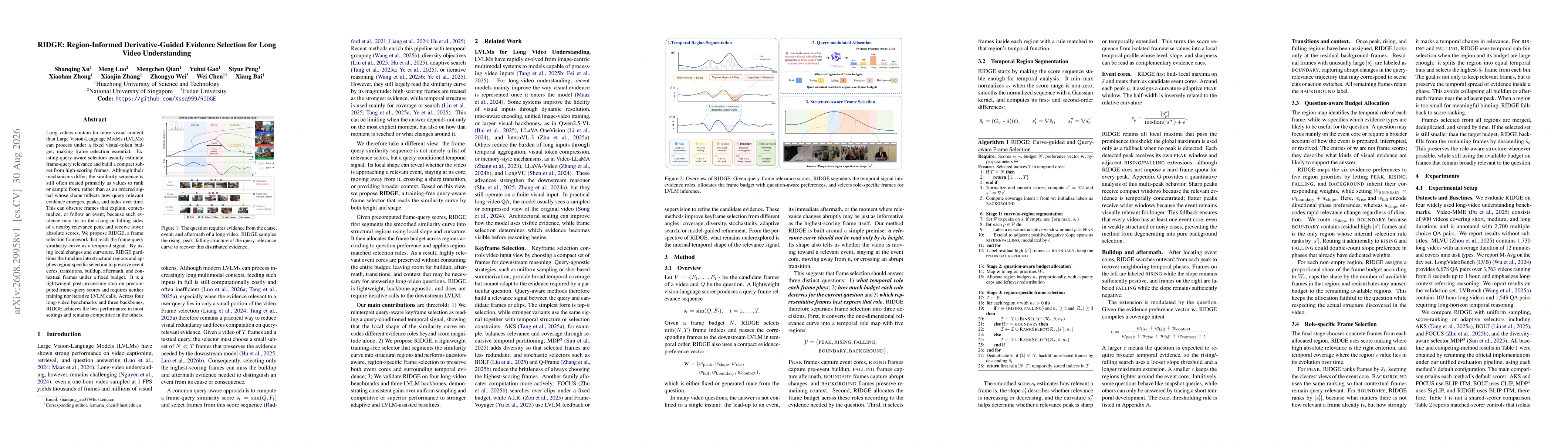 Thumbnail for RIDGE: Region-Informed Derivative-Guided Evidence Selection for Long Video Understanding