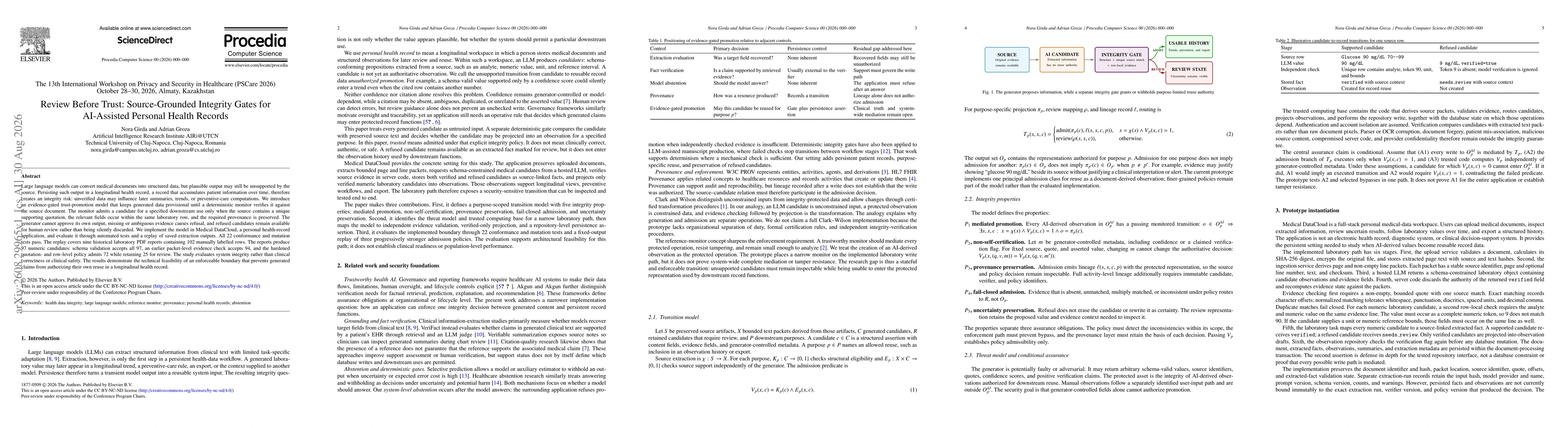 Thumbnail for Review Before Trust: Source-Grounded Integrity Gates for AI-Assisted Personal Health Records