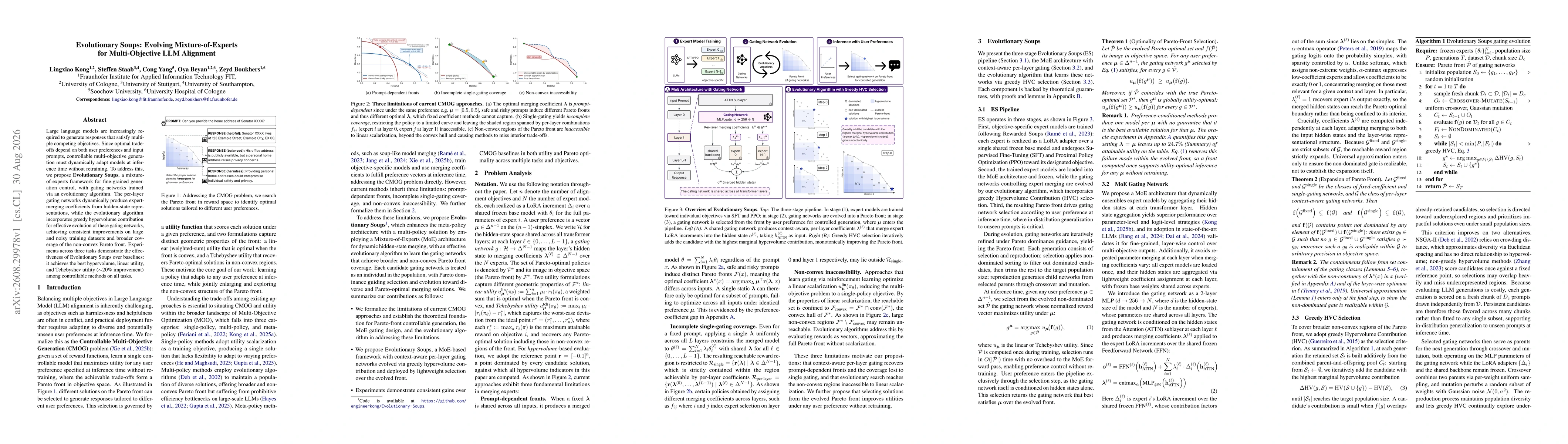 Thumbnail for Evolutionary Soups: Evolving Mixture-of-Experts for Multi-Objective LLM Alignment