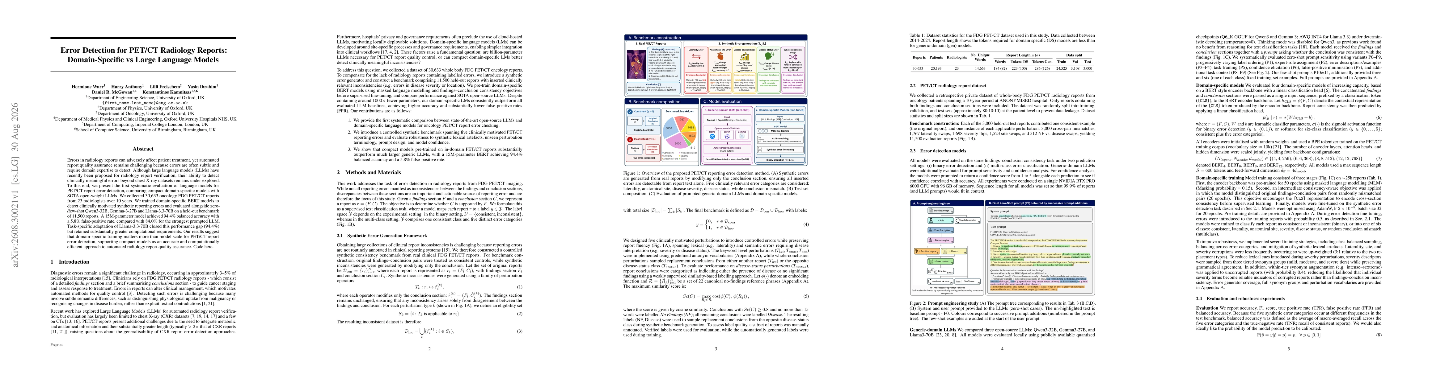 Thumbnail for Error Detection for PET/CT Radiology Reports: Domain-Specific vs Large Language Models