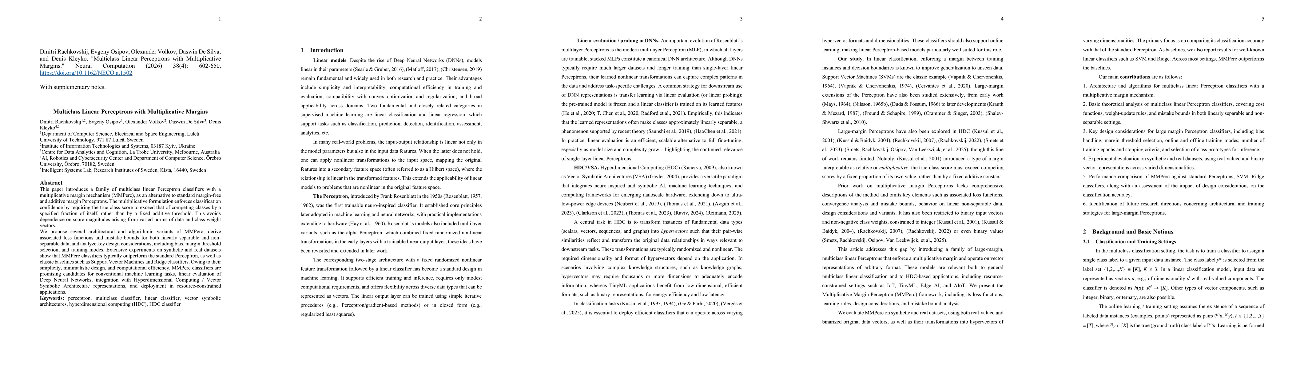 Thumbnail for Multiclass Linear Perceptrons with Multiplicative Margins