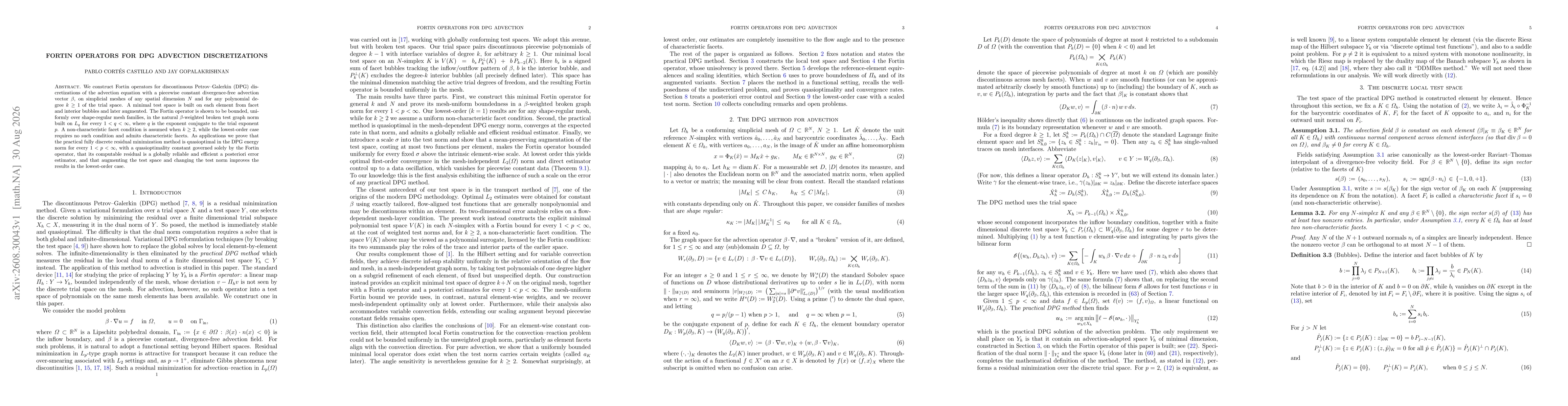Thumbnail for Fortin operators for DPG advection discretizations