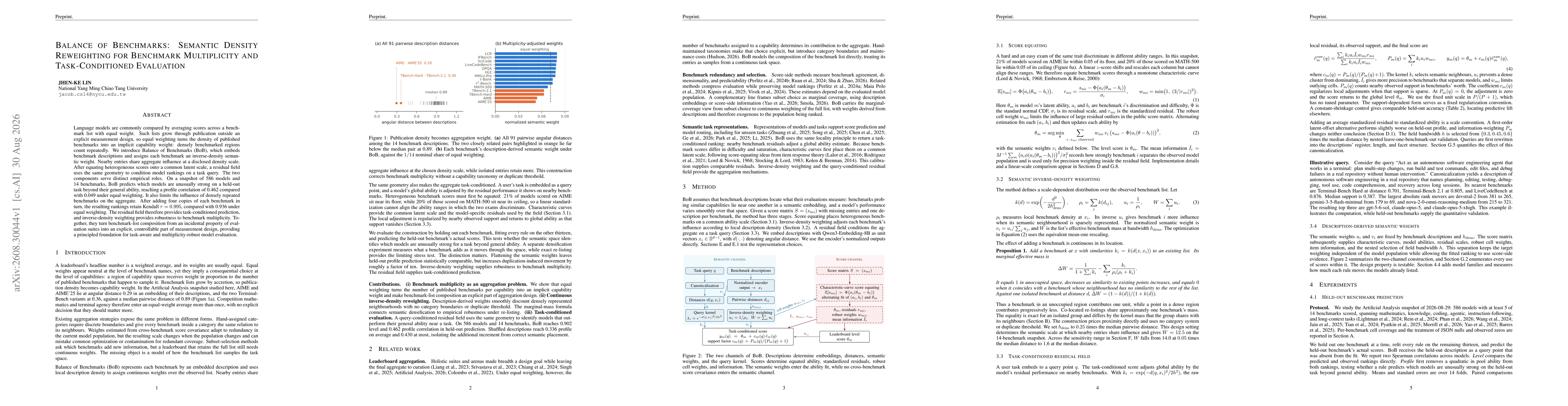 Thumbnail for Balance of Benchmarks: Semantic Density Reweighting for Benchmark Multiplicity and Task-Conditioned Evaluation