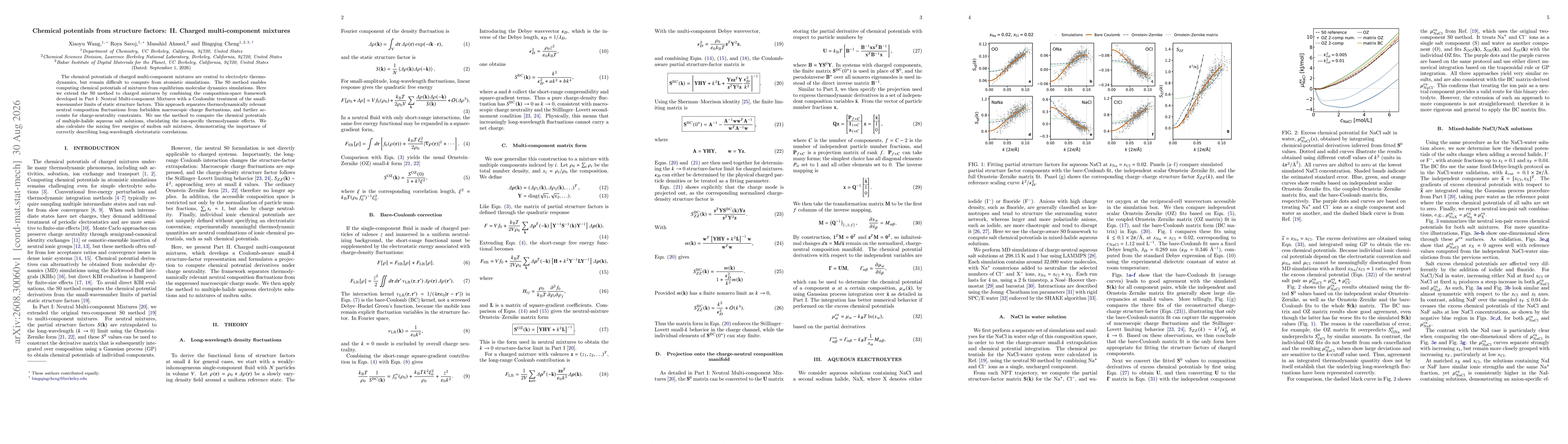 Thumbnail for Chemical potentials from structure factors: II. Charged multi-component mixtures