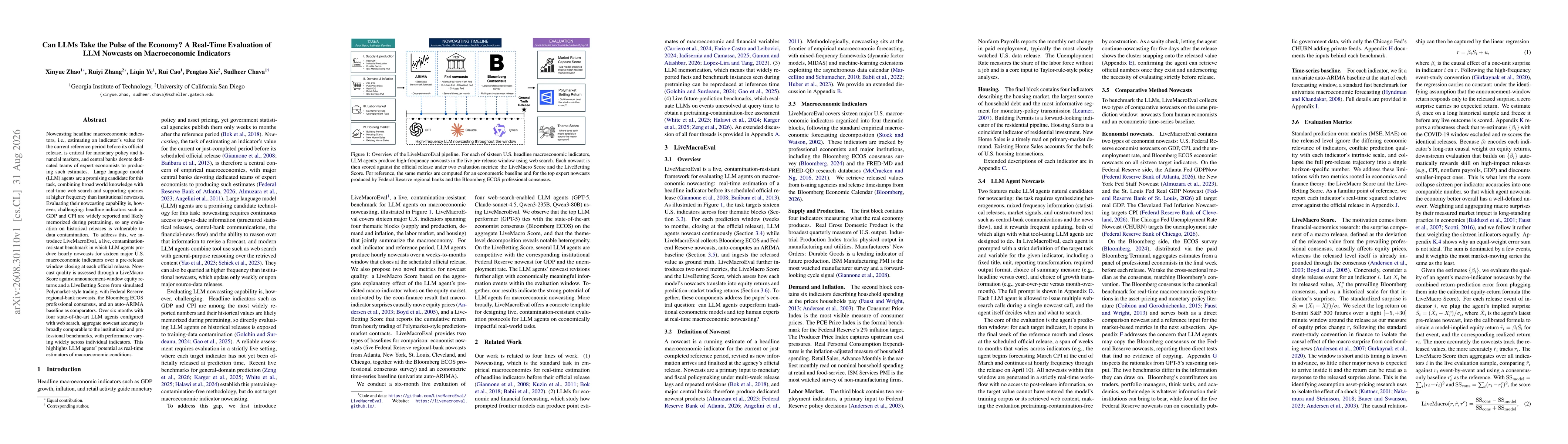Thumbnail for Can LLMs Take the Pulse of the Economy? A Real-Time Evaluation of LLM Nowcasts on Macroeconomic Indicators