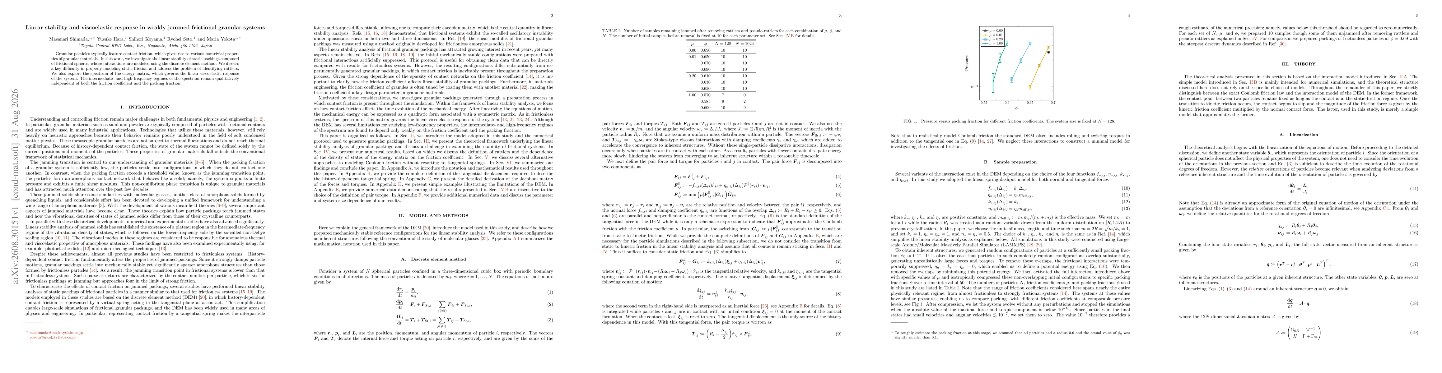 Thumbnail for Linear stability and viscoelastic response in weakly jammed frictional granular systems