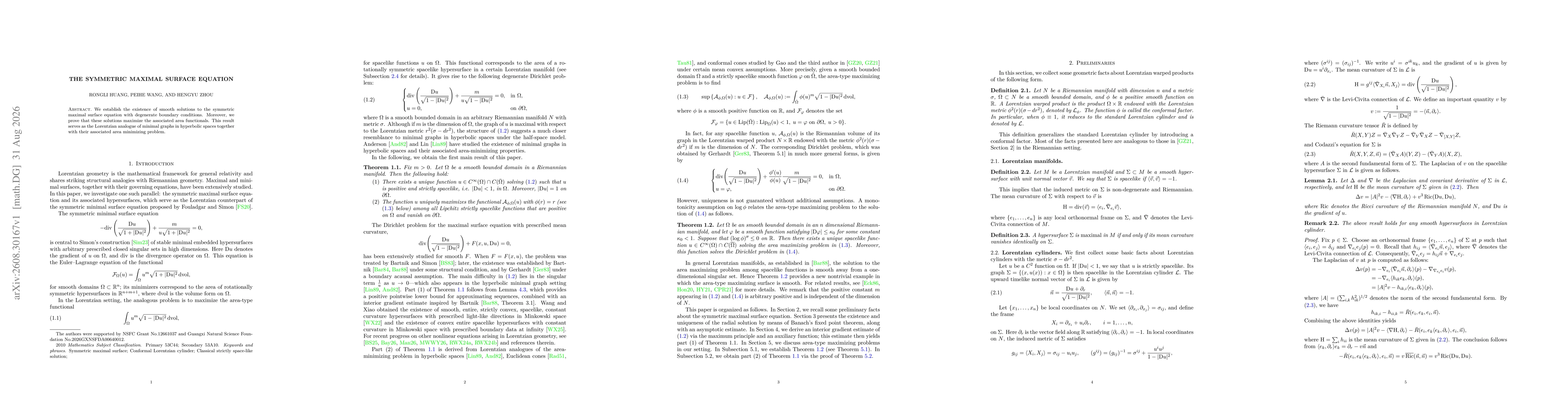 Thumbnail for The symmetric maximal surface equation
