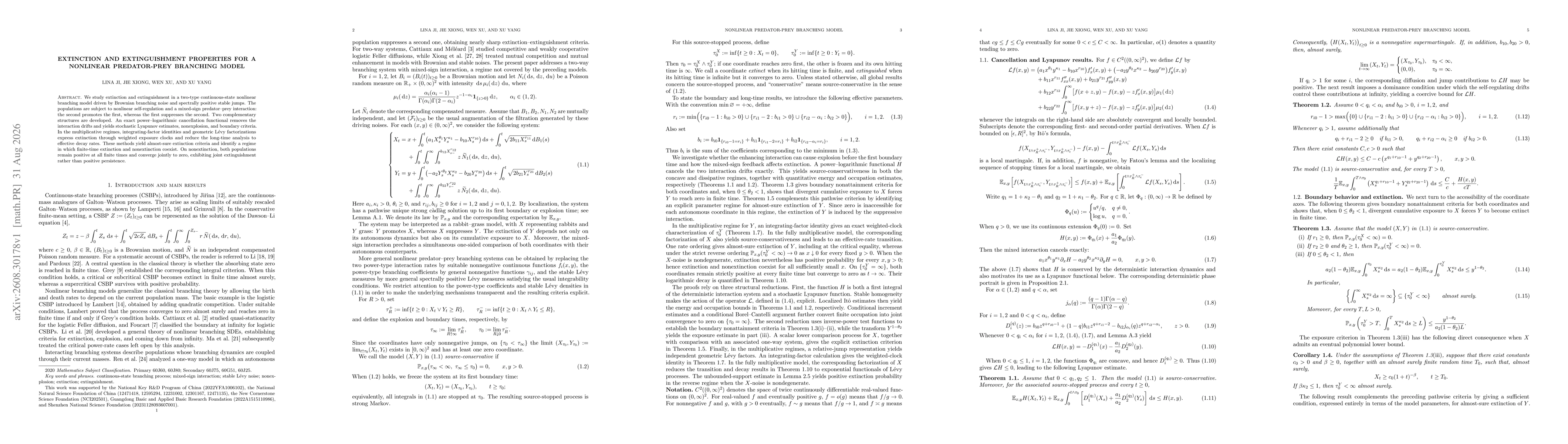 Thumbnail for Extinction and extinguishment properties for a nonlinear predator-prey branching model