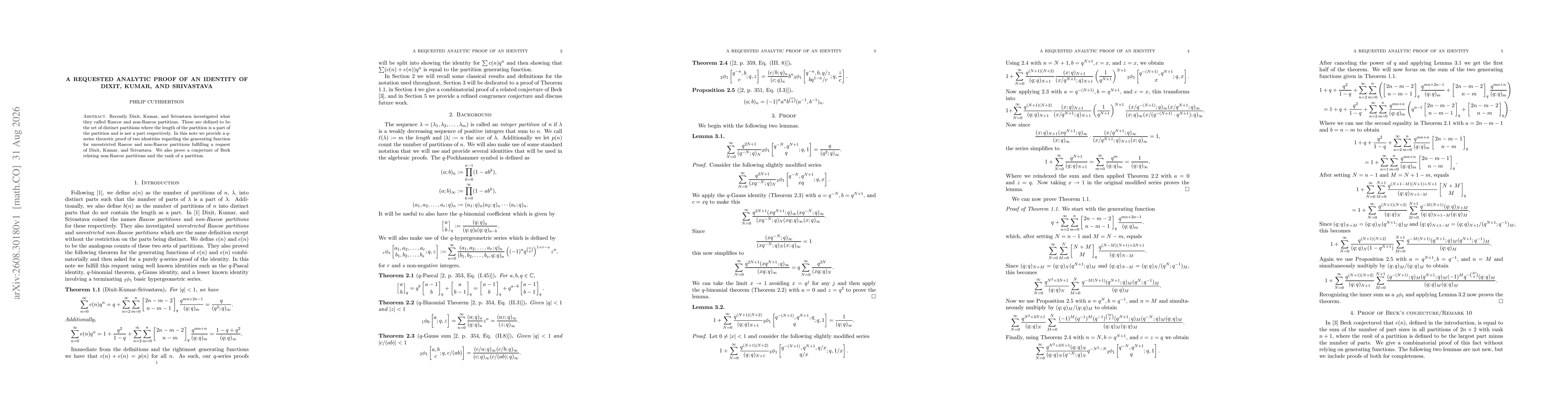 Thumbnail for A requested analytic proof of an identity of Dixit, Kumar, and Srivastava