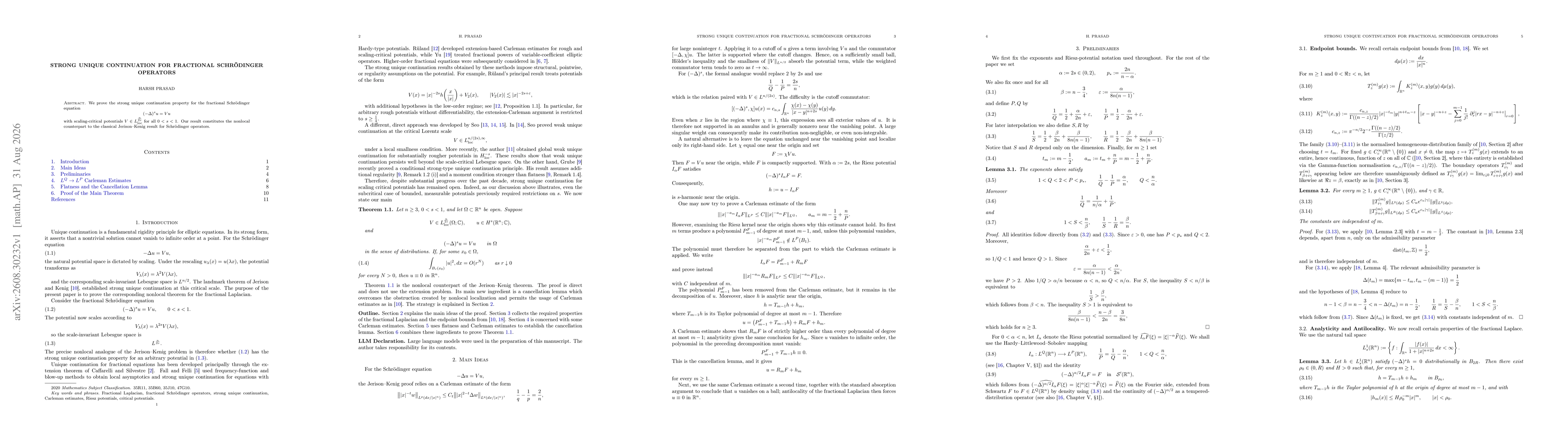 Thumbnail for Strong Unique Continuation for Fractional Schrödinger Operators