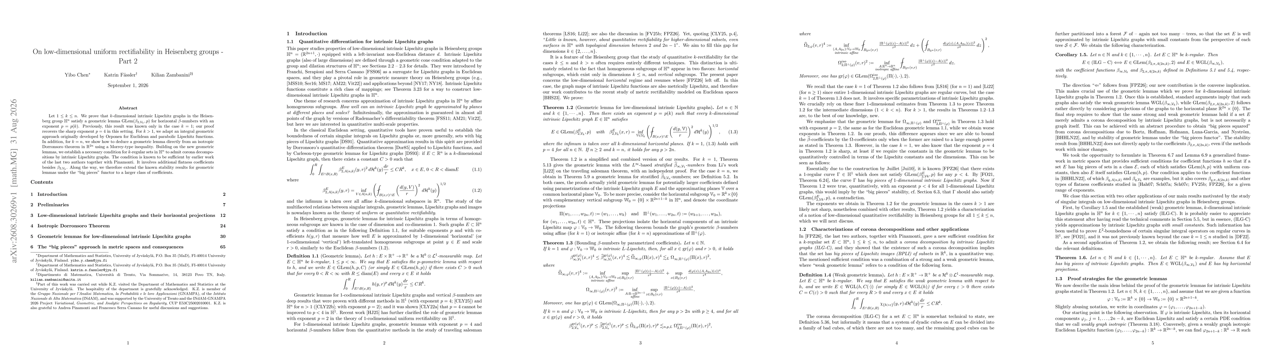 Thumbnail for On low-dimensional uniform rectifiability in Heisenberg groups - Part 2