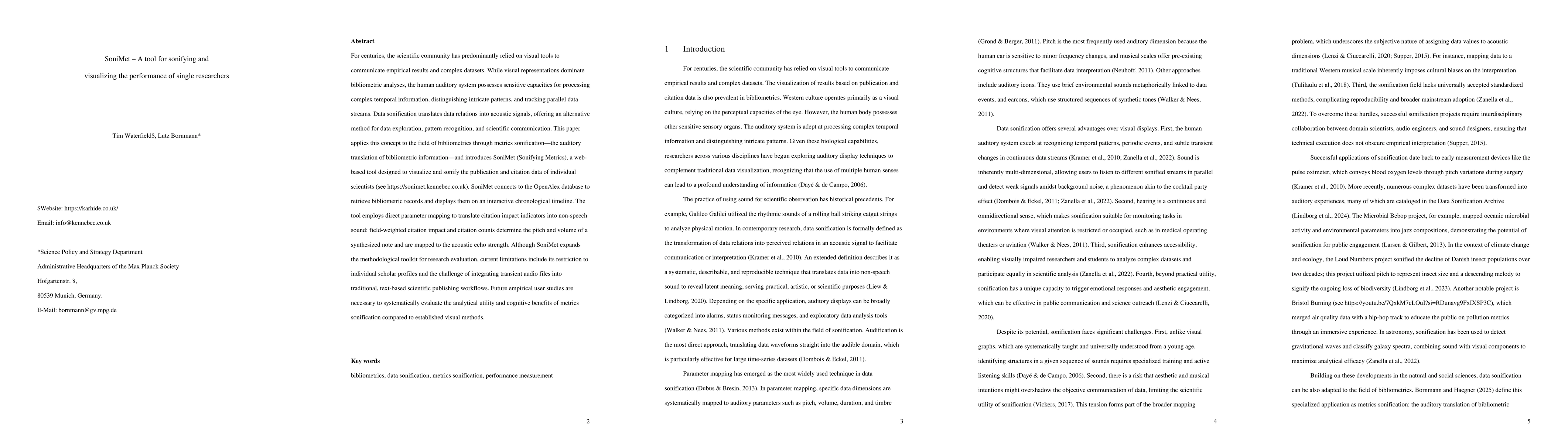 Thumbnail for SoniMet - A tool for sonifying and visualizing the performance of single researchers