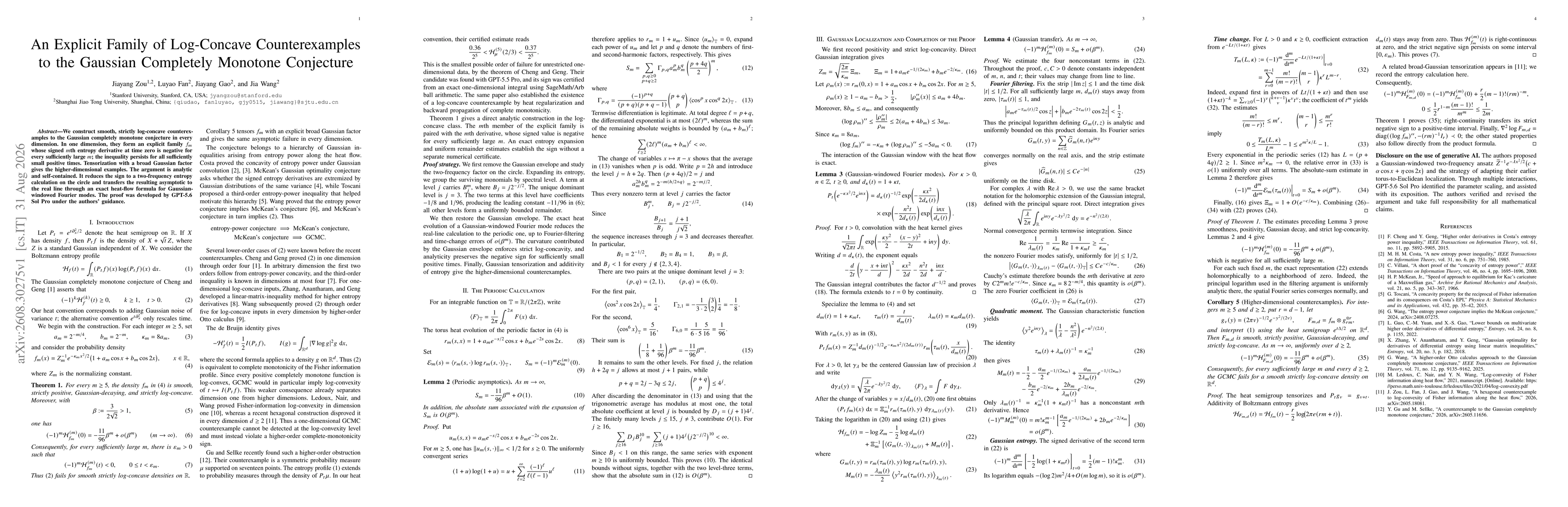 Thumbnail for An Explicit Family of Log-Concave Counterexamples to the Gaussian Completely Monotone Conjecture