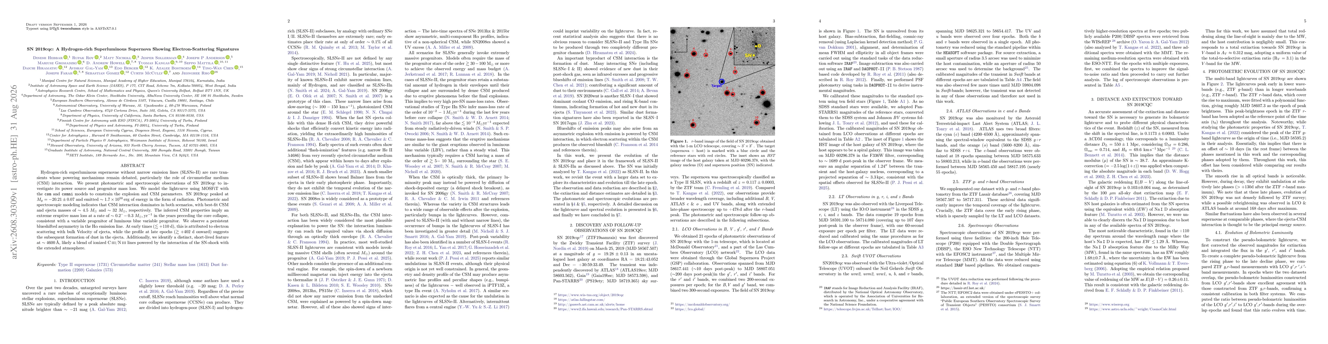 Thumbnail for SN 2019cqc: A Hydrogen-rich Superluminous Supernova Showing Electron-Scattering Signatures