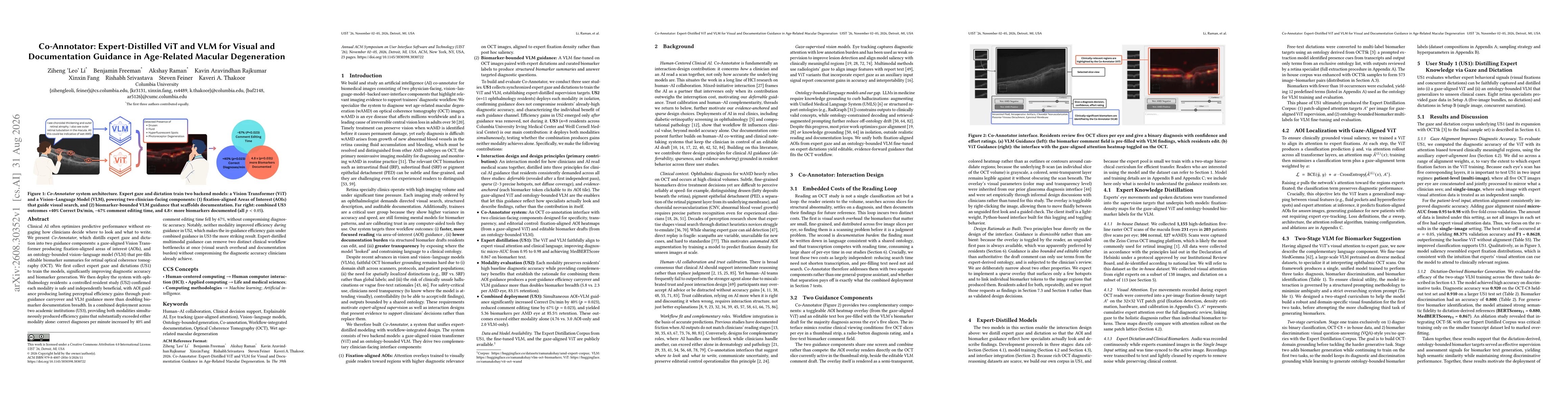 Thumbnail for Co-Annotator: Expert-Distilled ViT and VLM for Visual and Documentation Guidance in Age-Related Macular Degeneration