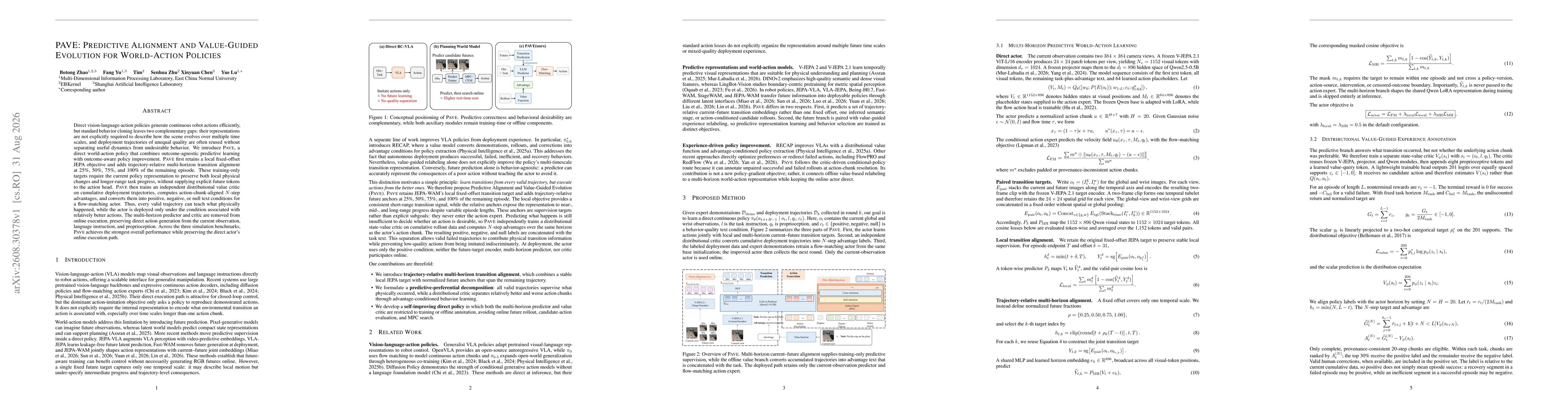 Thumbnail for PAVE: Predictive Alignment and Value-Guided Evolution for World-Action Policies