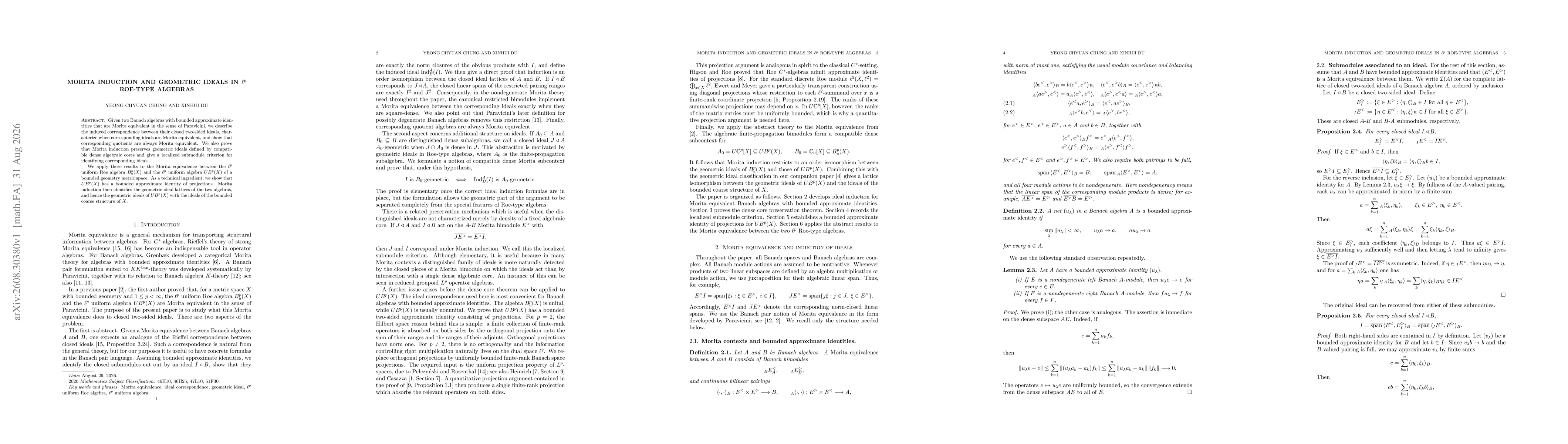 Thumbnail for Morita Induction and Geometric Ideals in $\ell^p$ Roe-Type Algebras