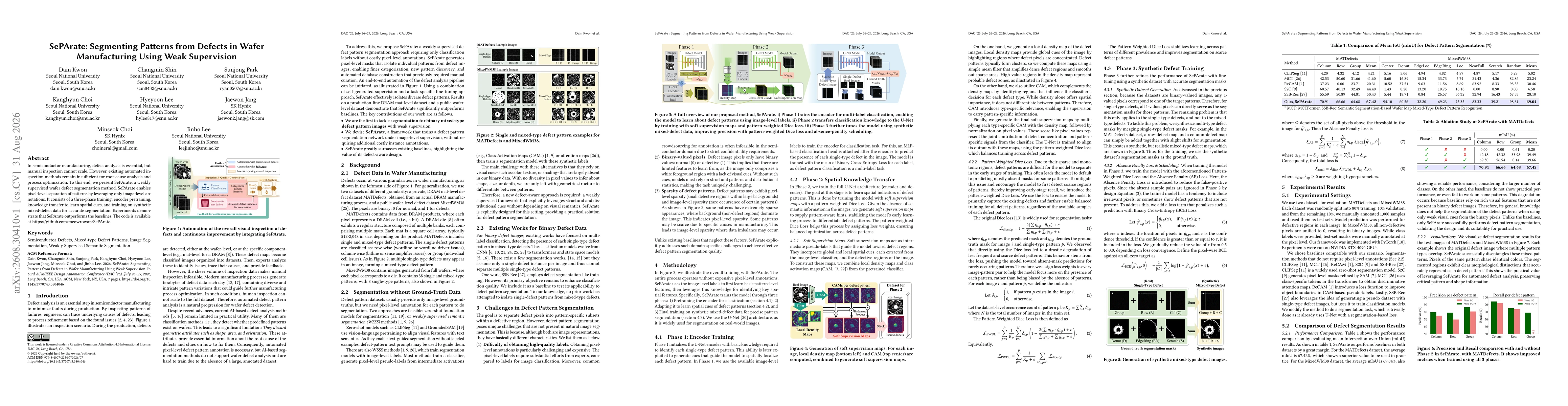 Thumbnail for SePArate: Segmenting Patterns from Defects in Wafer Manufacturing Using Weak Supervision