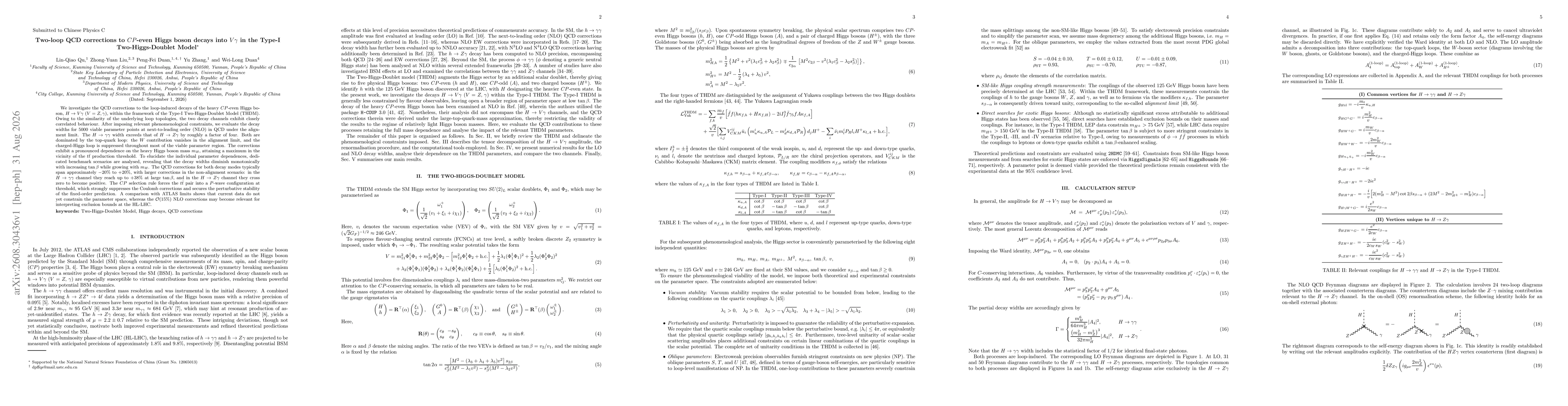 Thumbnail for Two-loop QCD corrections to $CP$-even Higgs boson decays into $Vγ$ in the Type-I Two-Higgs-Doublet Model