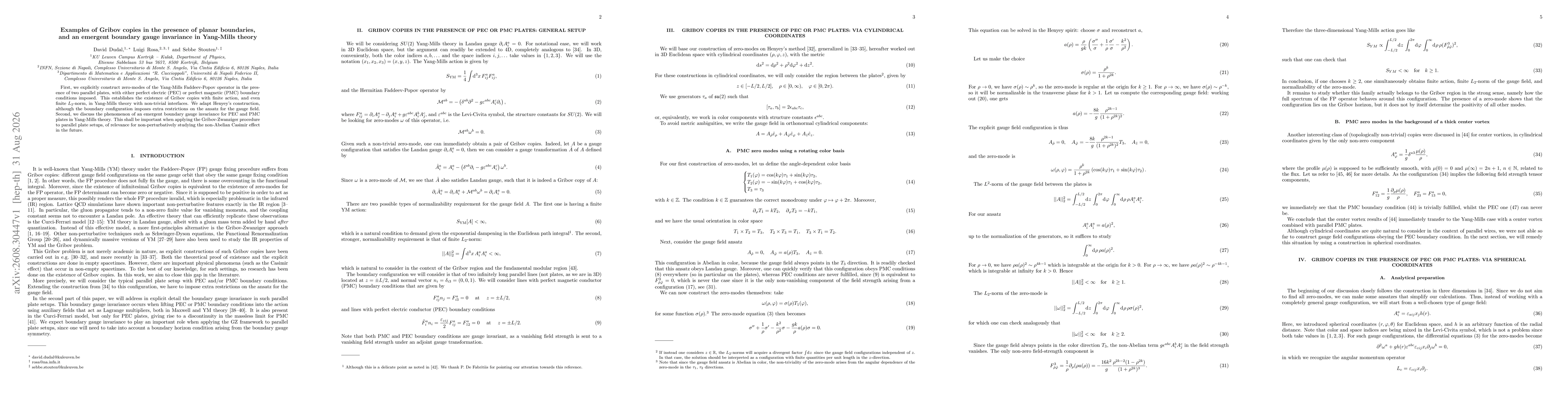 Thumbnail for Examples of Gribov copies in the presence of planar boundaries, and an emergent boundary gauge invariance in Yang-Mills theory