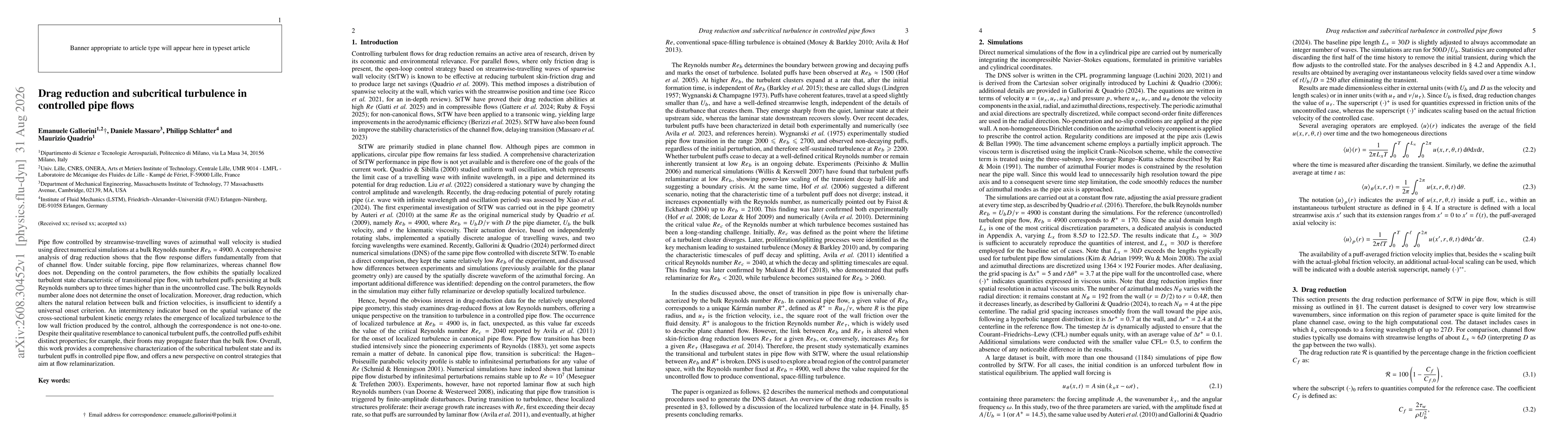 Thumbnail for Drag reduction and subcritical turbulence in controlled pipe flows