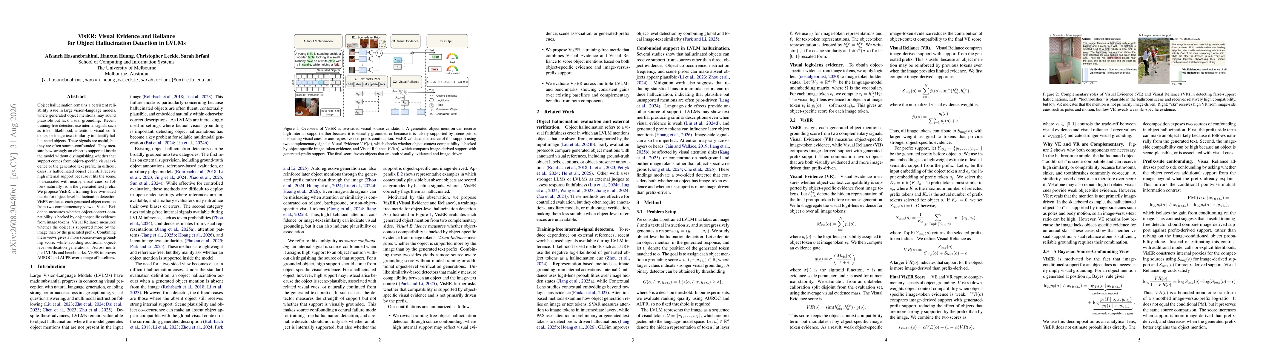 Thumbnail for VisER: Visual Evidence and Reliance for Object Hallucination Detection in LVLMs