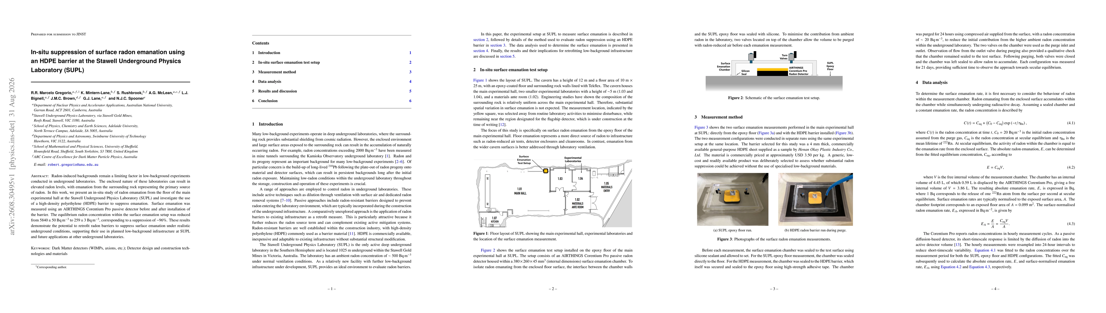 Thumbnail for In-situ suppression of surface radon emanation using an HDPE barrier at the Stawell Underground Physics Laboratory (SUPL)