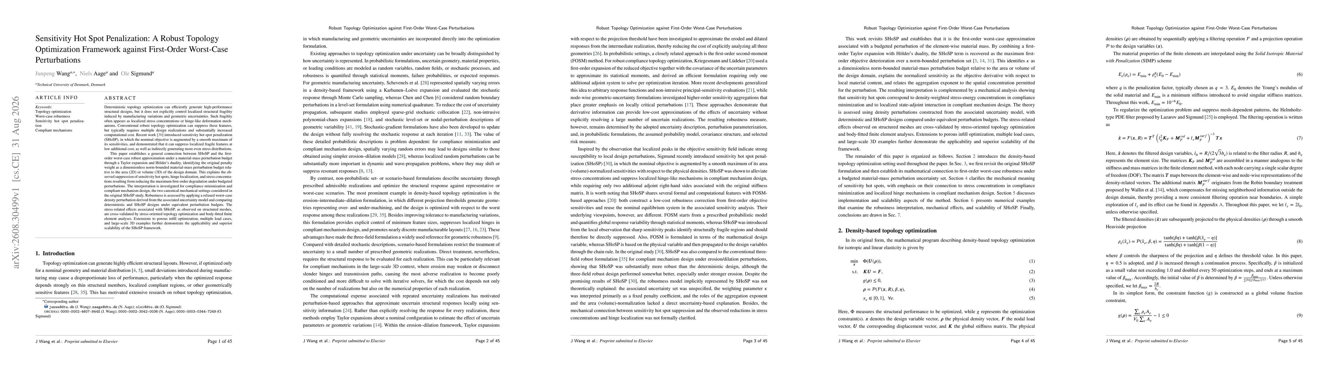 Thumbnail for Sensitivity Hot Spot Penalization: A Robust Topology Optimization Framework against First-Order Worst-Case Perturbations