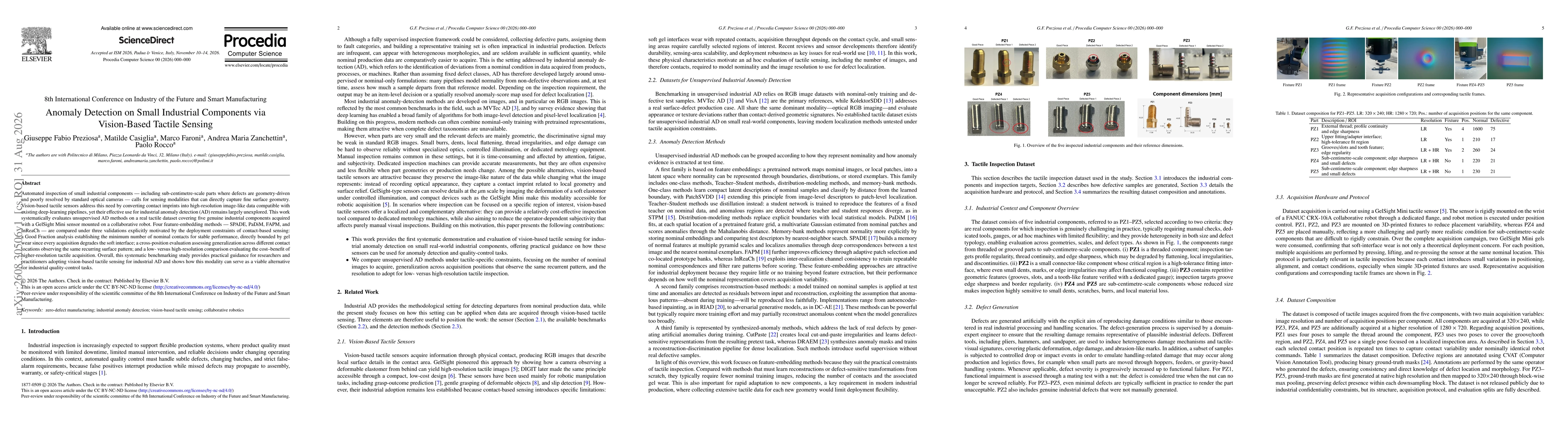 Thumbnail for Anomaly Detection on Small Industrial Components via Vision-Based Tactile Sensing