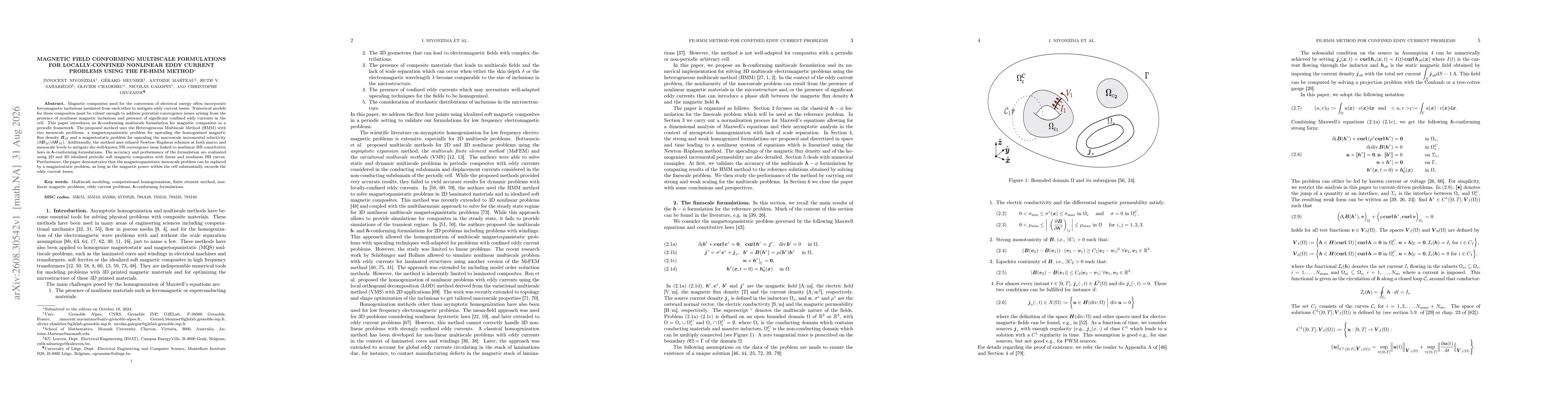Thumbnail for Magnetic Field Conforming Multiscale Formulations for Locally-Confined Nonlinear Eddy Current Problems Using the FE-HMM Method