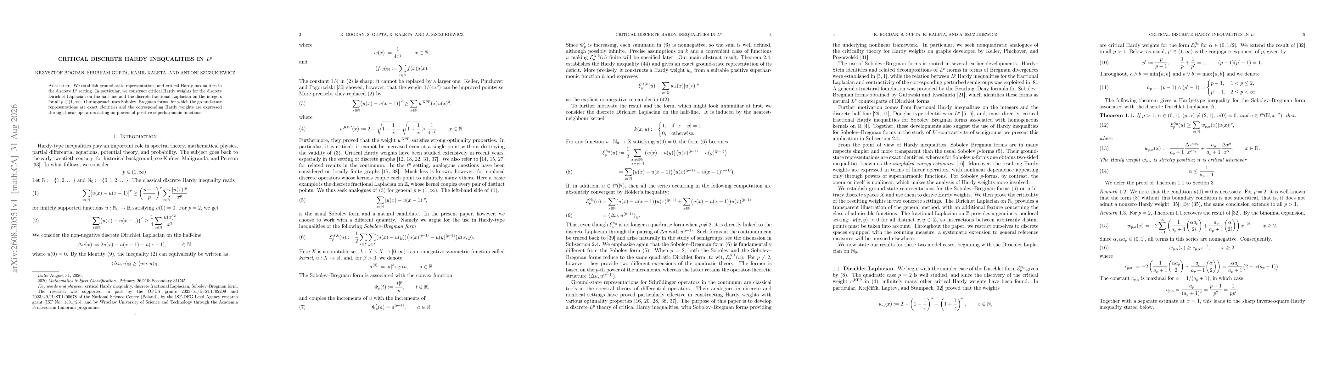 Thumbnail for Critical discrete Hardy inequalities in $L^p$