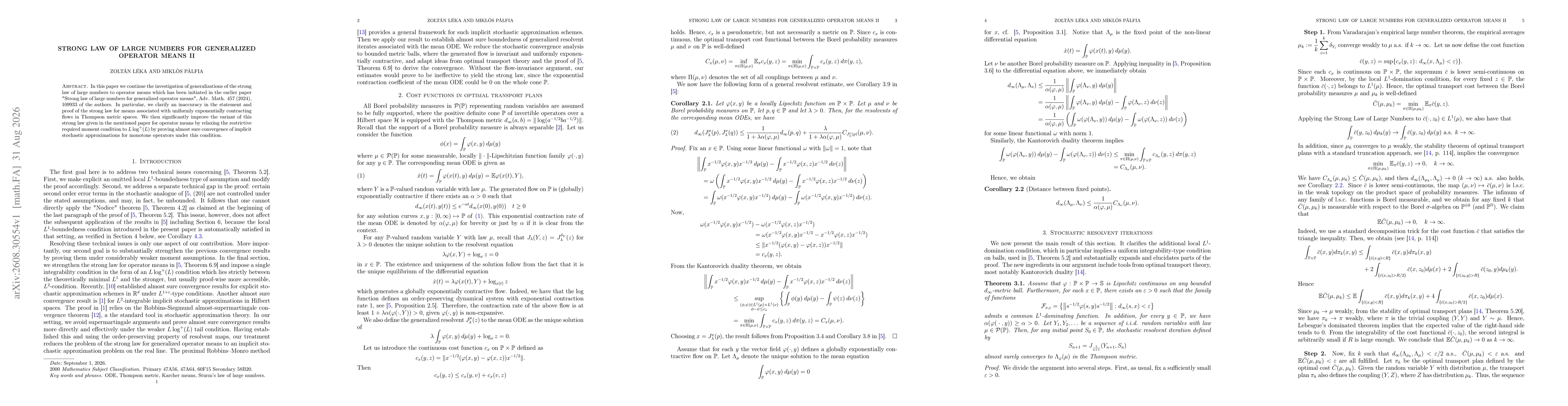 Thumbnail for Strong law of large numbers for generalized operator means II