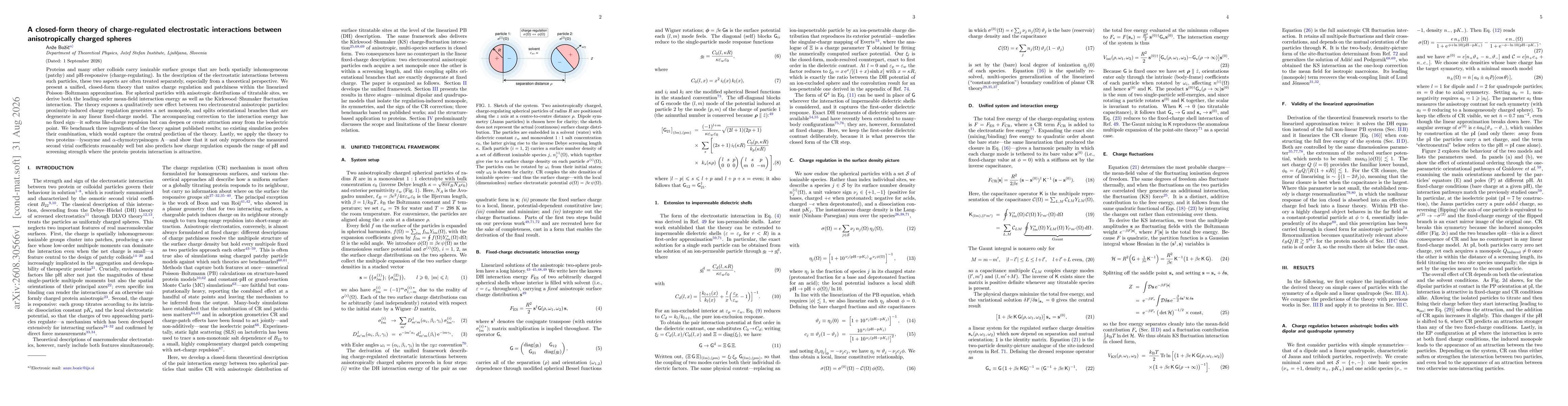 Thumbnail for A closed-form theory of charge-regulated electrostatic interactions between anisotropically charged spheres