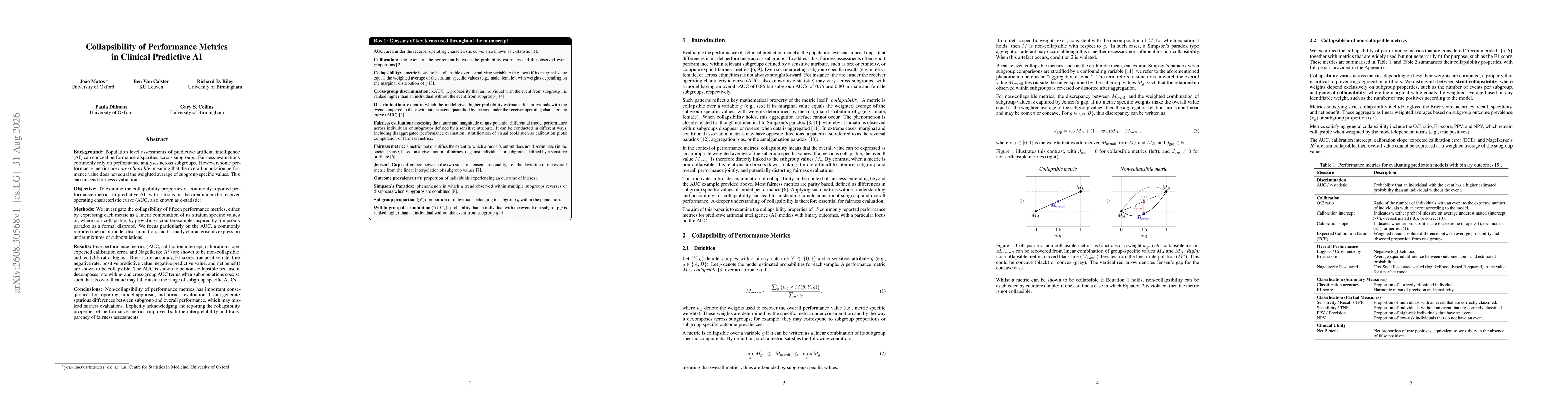 Thumbnail for Collapsibility of Performance Metrics in Clinical Predictive AI