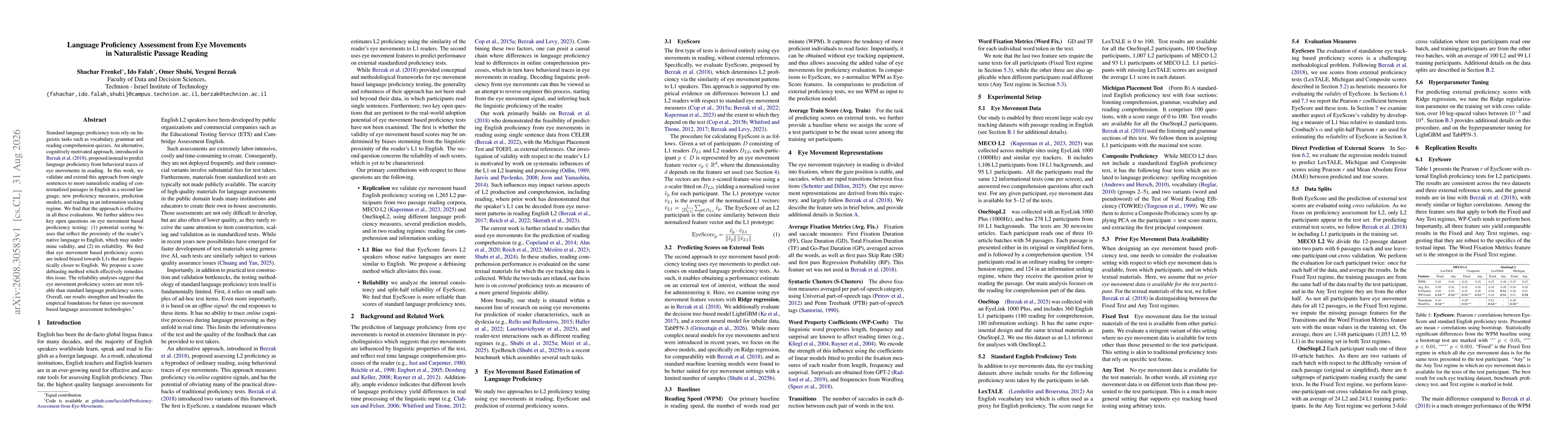 Thumbnail for Language Proficiency Assessment from Eye Movements in Naturalistic Passage Reading