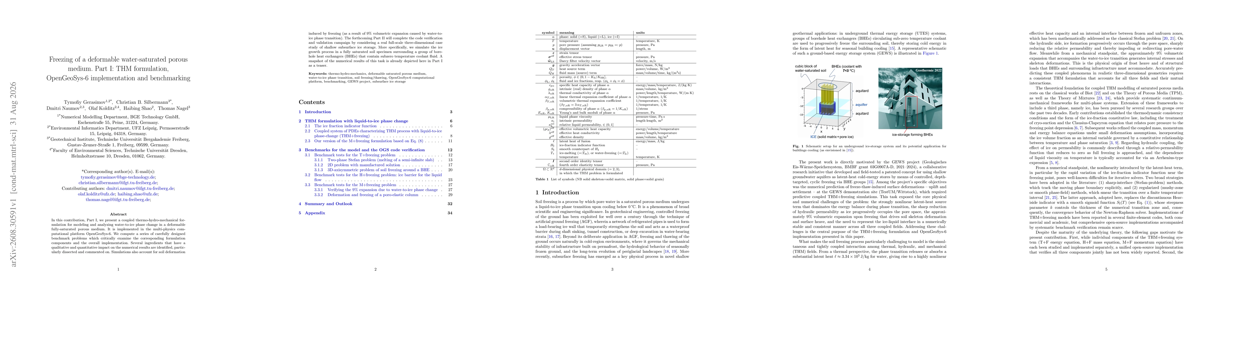 Thumbnail for Freezing of a deformable water-saturated porous medium. Part I: THM formulation, OpenGeoSys-6 implementation and benchmarking
