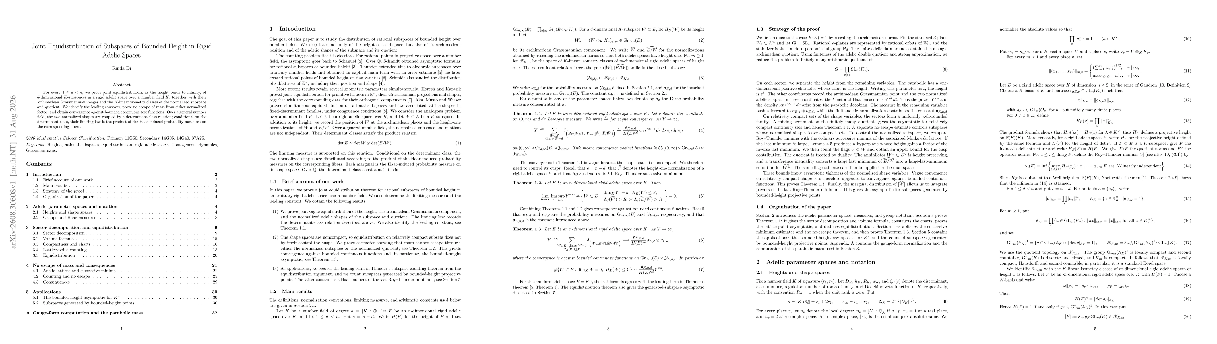 Thumbnail for Joint Equidistribution of Subspaces of Bounded Height in Rigid Adelic Spaces