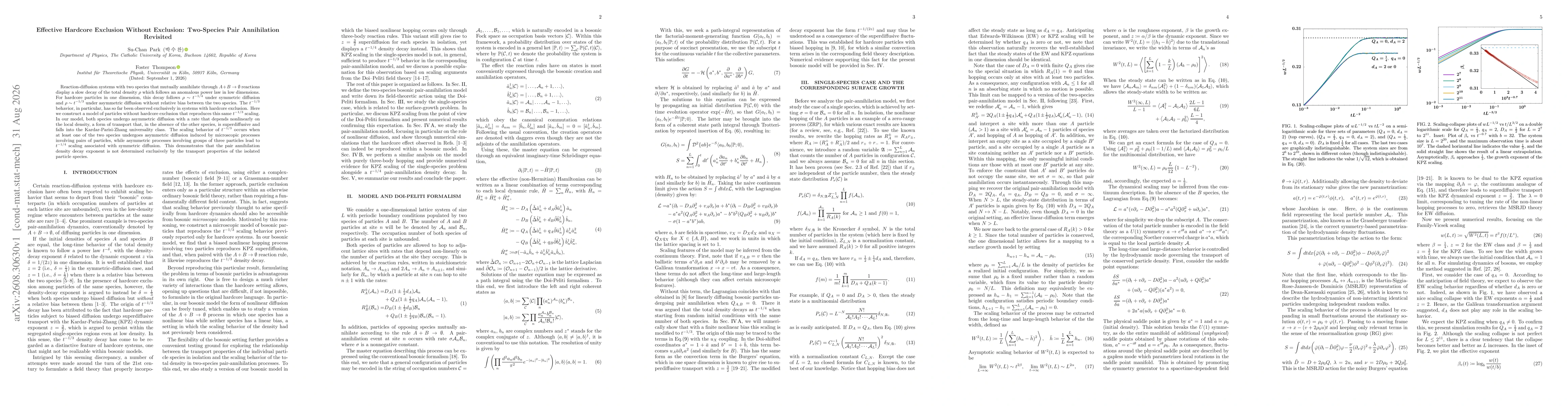 Thumbnail for Effective Hardcore Exclusion Without Exclusion: Two-Species Pair Annihilation Revisited