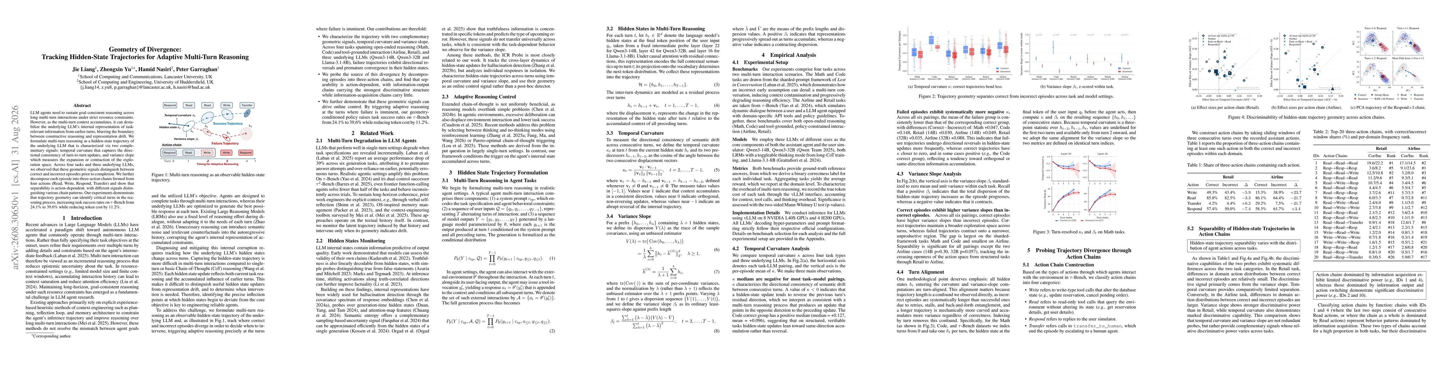 Thumbnail for Geometry of Divergence: Tracking Hidden-State Trajectories for Adaptive Multi-Turn Reasoning